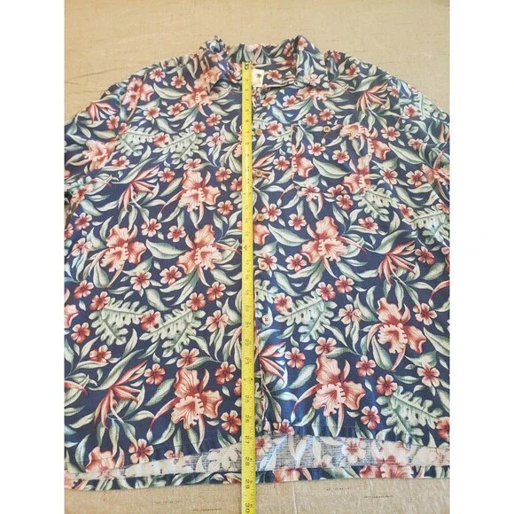 Banana Cabana 100% SILK Mens XXL 2XL Hawaiian Short Sleeve Button Up Shirt Blue - Picture 11 of 14